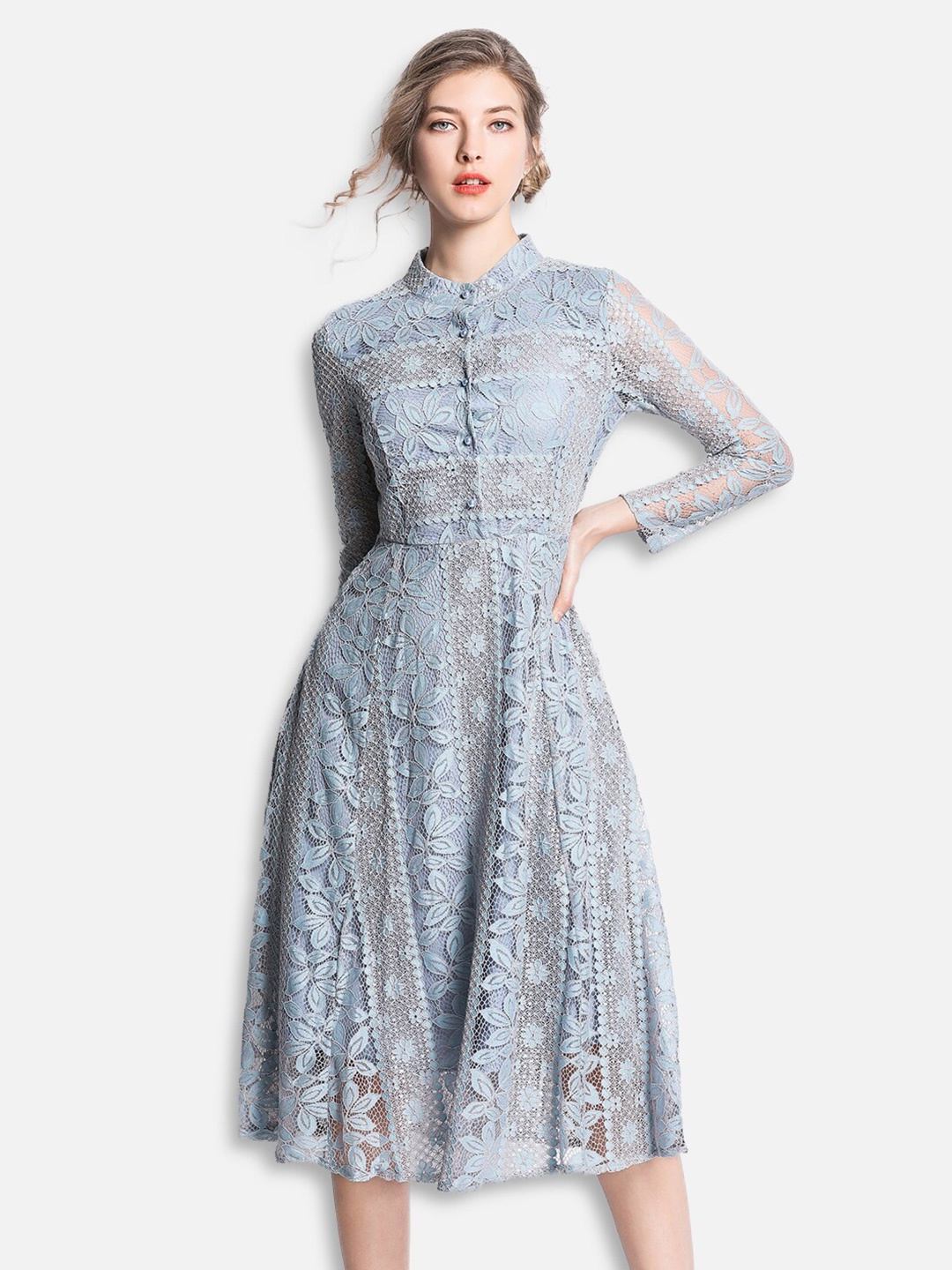 

JC Collection Blue Floral Midi Dress