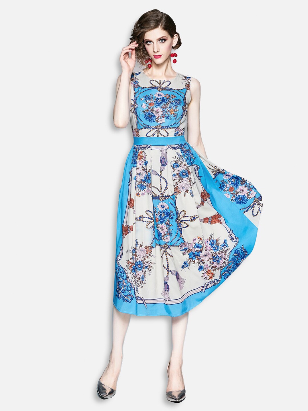 

JC Collection Blue Floral Midi Dress