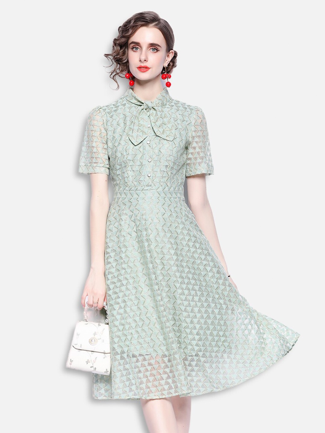 

JC Collection Green A-Line Dress