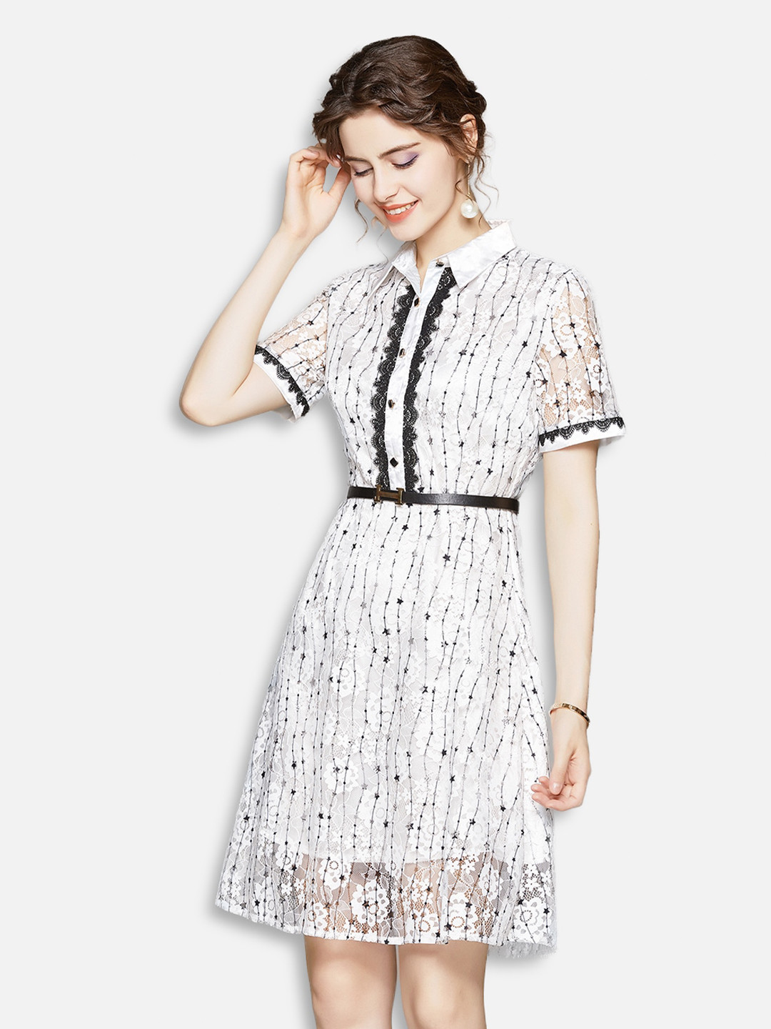 

JC Collection White & Black Dress