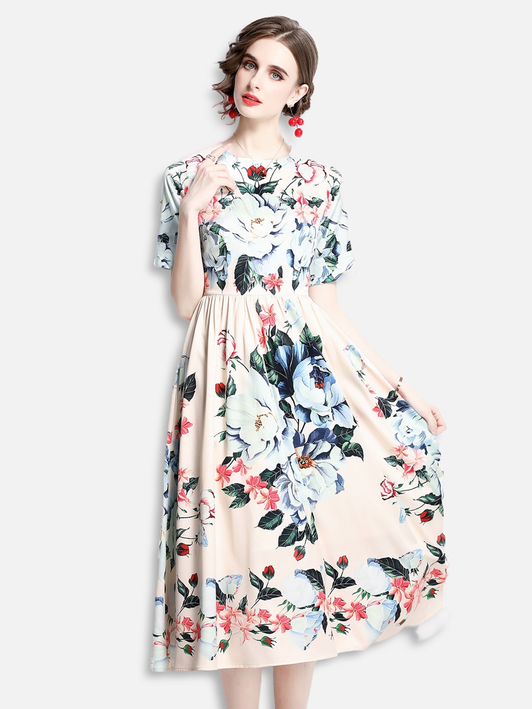 

JC Collection White & Blue Floral Midi Dress