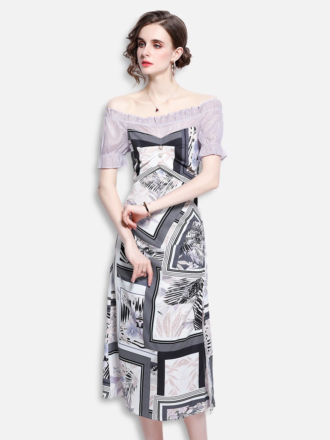 

JC Collection Multicoloured Off-Shoulder Midi Dress, Multi