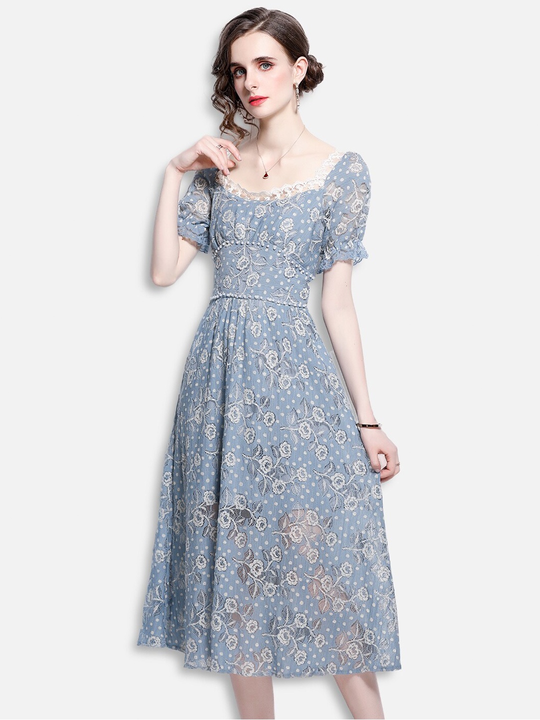 

JC Collection Blue Floral Midi Dress