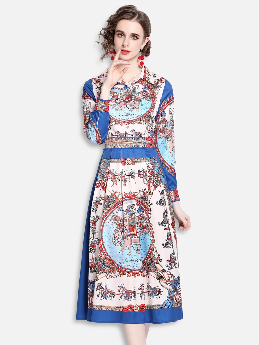 

JC Collection Multicoloured Ethnic Motifs A-Line Midi Dress, Multi