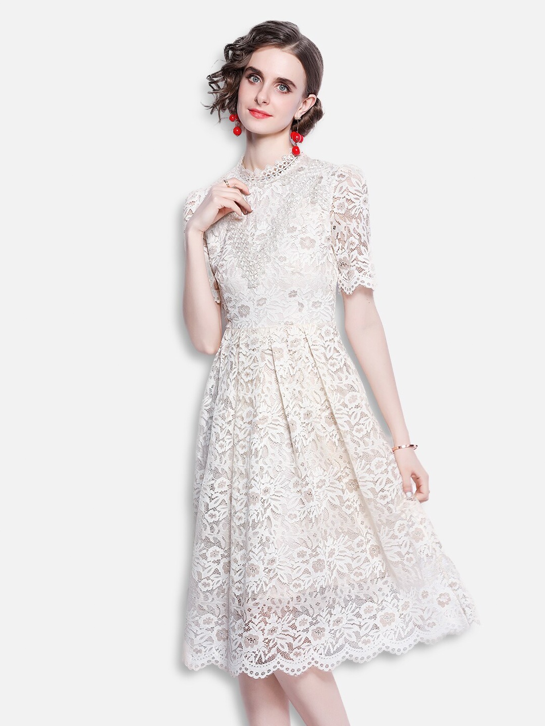 

JC Collection Beige Self Design Midi Dress