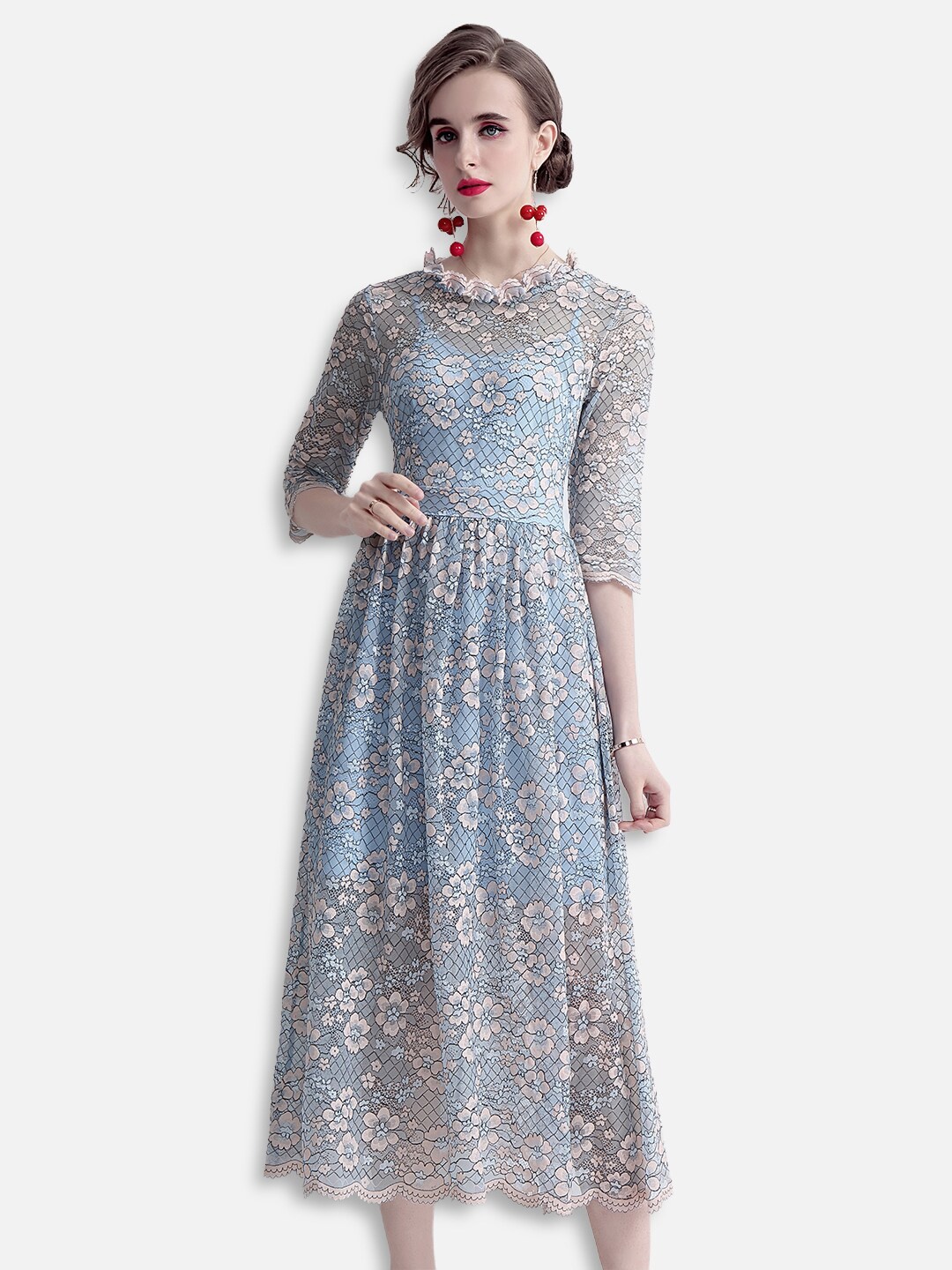 

JC Collection Blue Floral Midi Dress