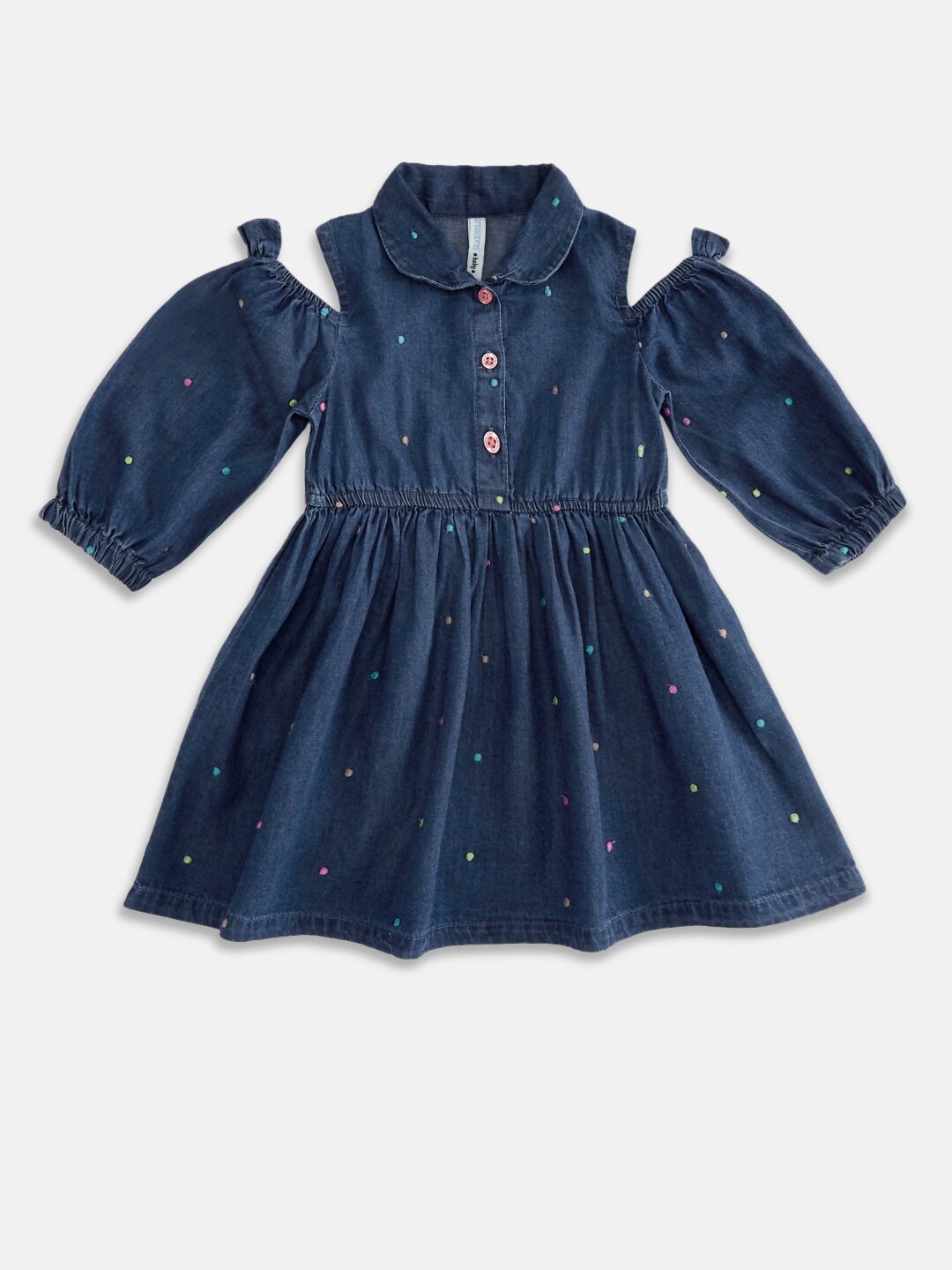 

Pantaloons Baby Blue Embellished Pure Cotton Dress