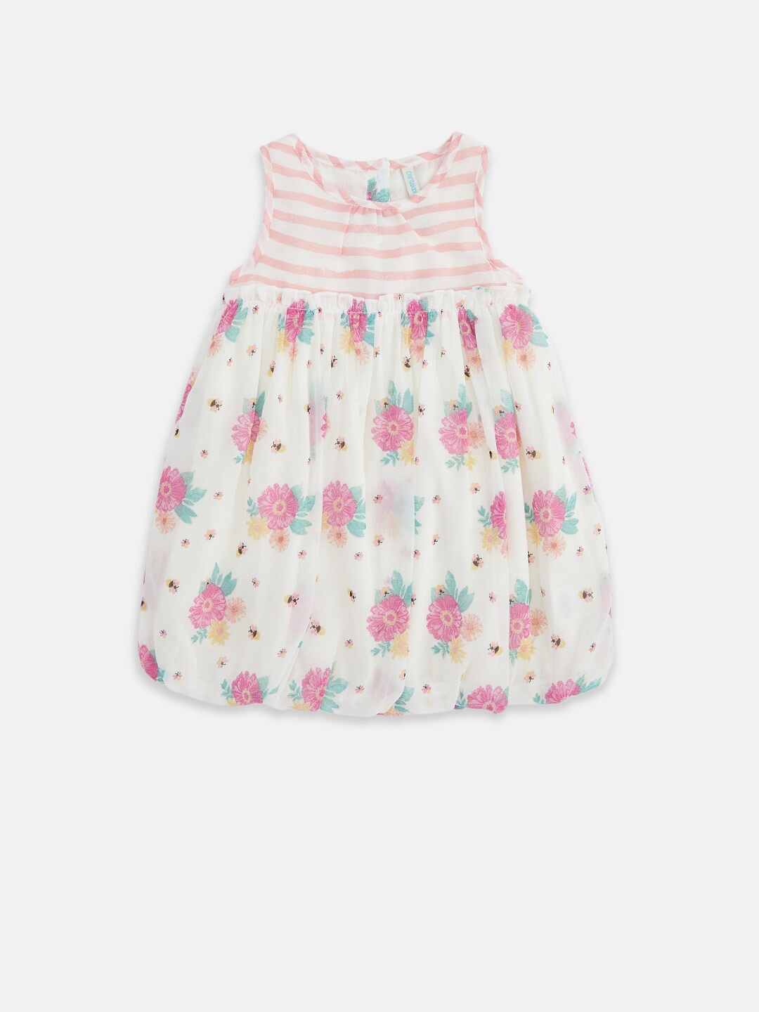 

Pantaloons Baby White & Pink Printed Balloon Dress