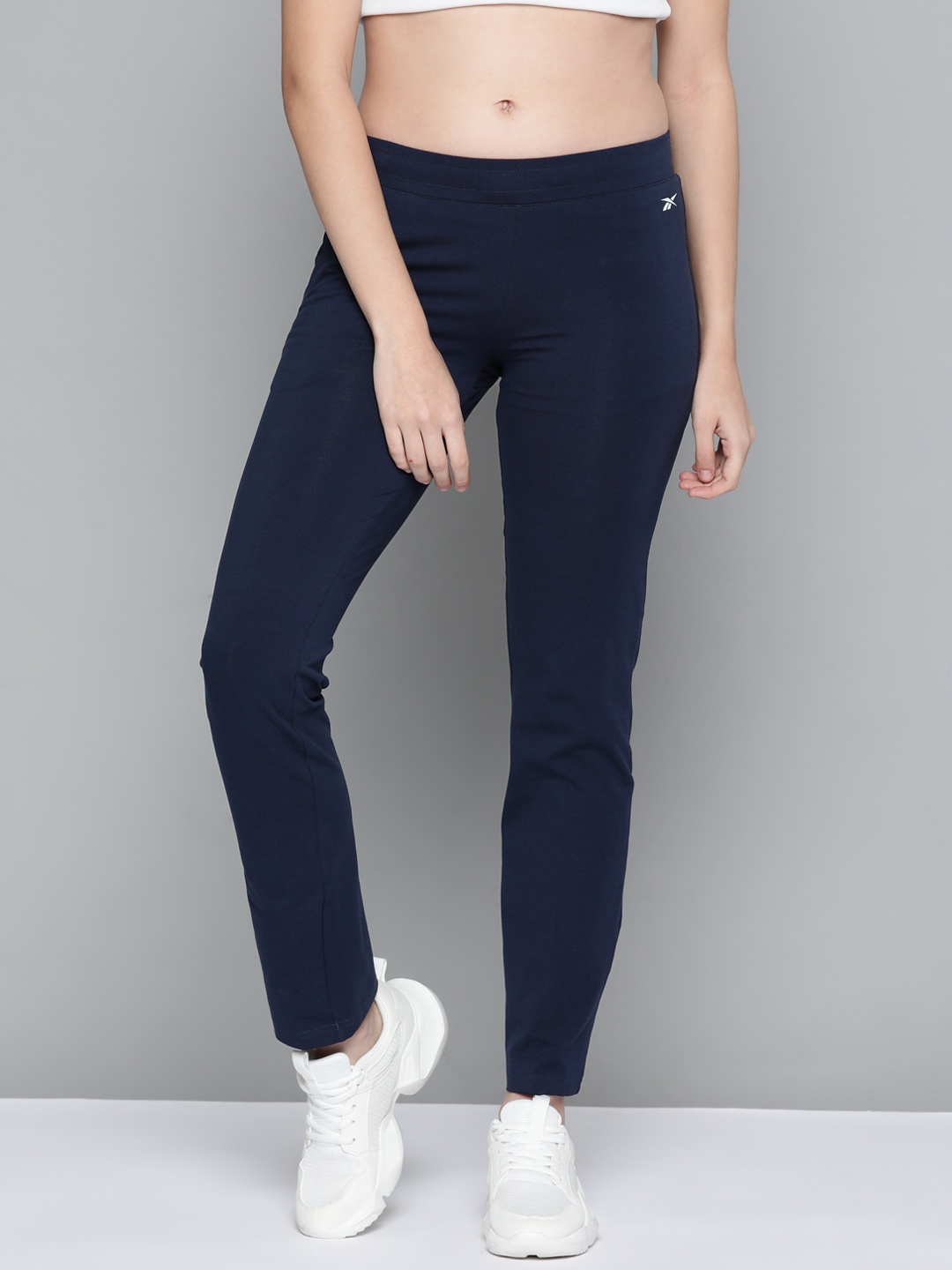 

Reebok Women Navy Blue Foundation Solid Training Track Pants