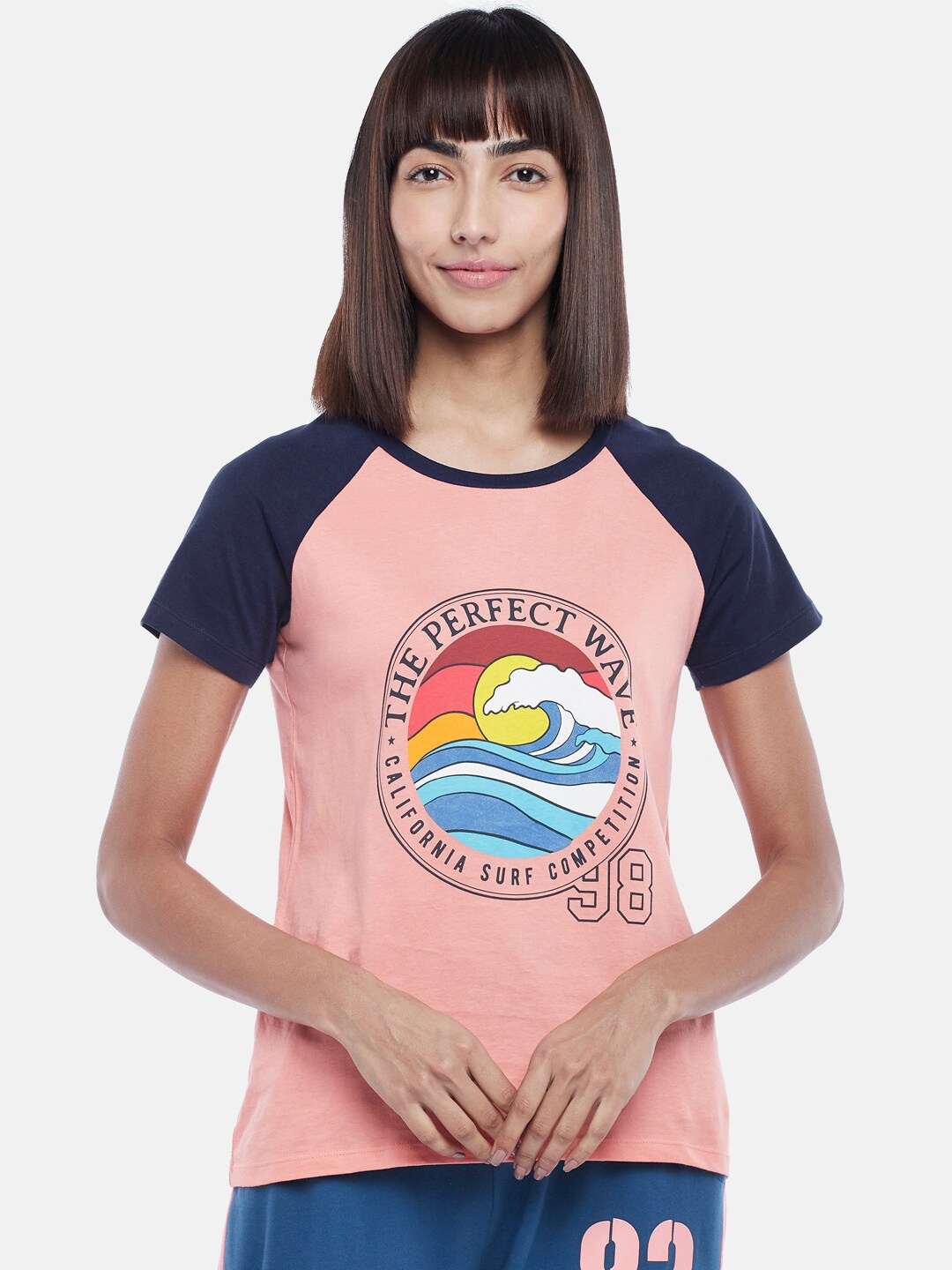 

Ajile by Pantaloons Women Pink Typography Printed Applique T-shirt