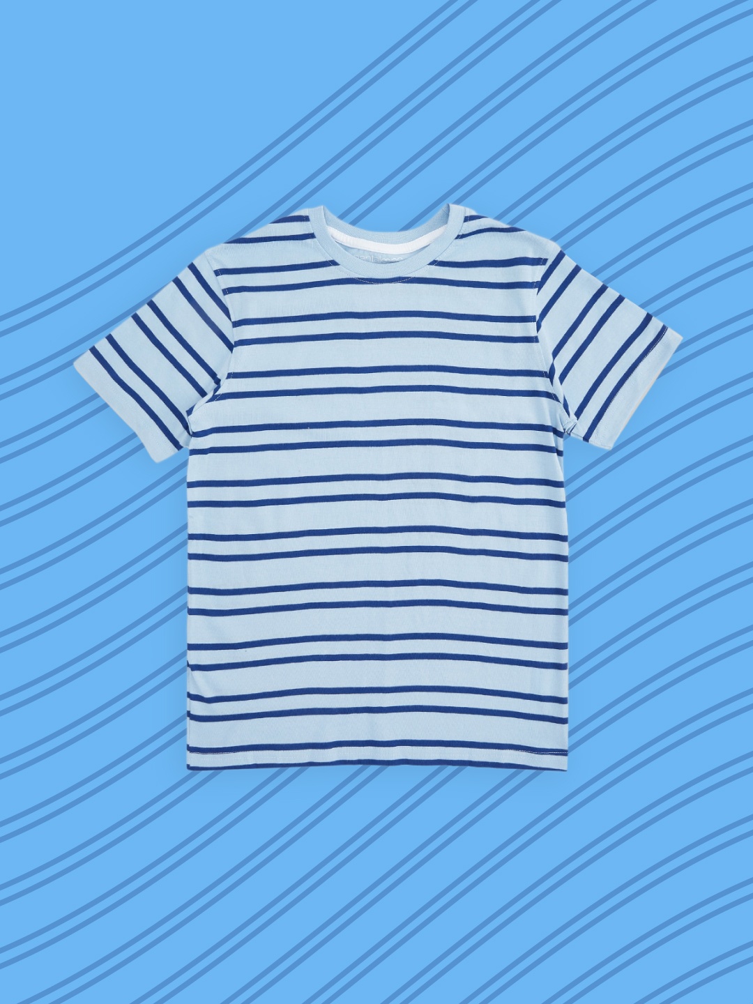 

Pantaloons Junior Boys Blue Striped Pure Cotton T-shirt