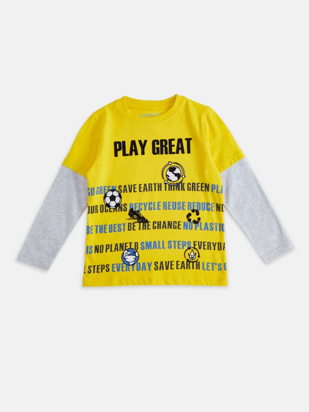

Pantaloons Junior Boys Yellow & Black Typography Printed T-shirt