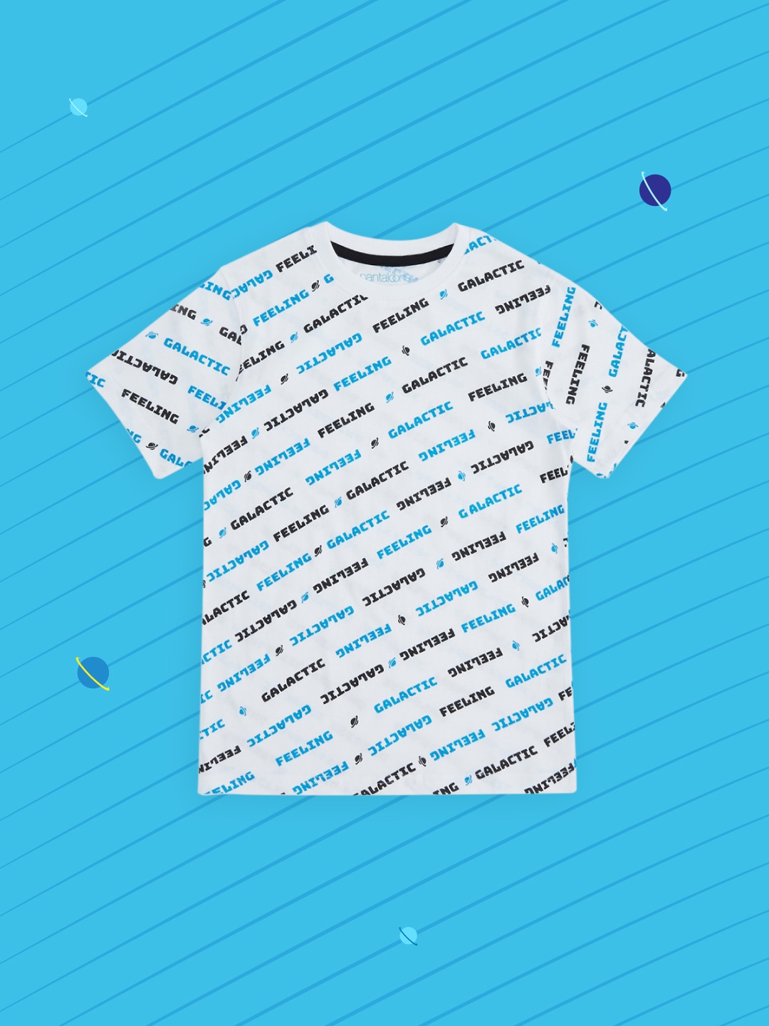 

Pantaloons Junior Boys White & Blue Typography Printed T-shirt