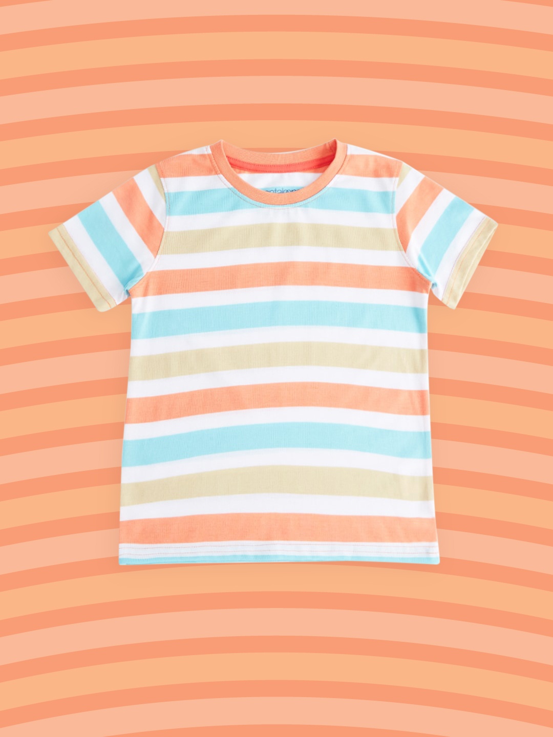 

Pantaloons Junior Boys Blue & White Striped Pure Cotton T-shirt