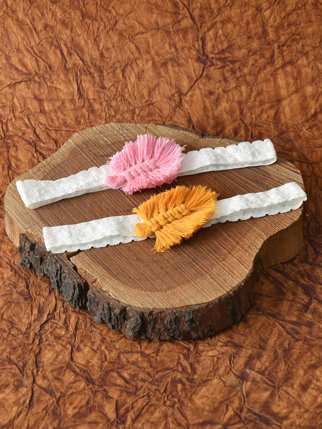 

FUNKRAFTS Girls Pink & Orange Set of 2 Macrame Hairbands