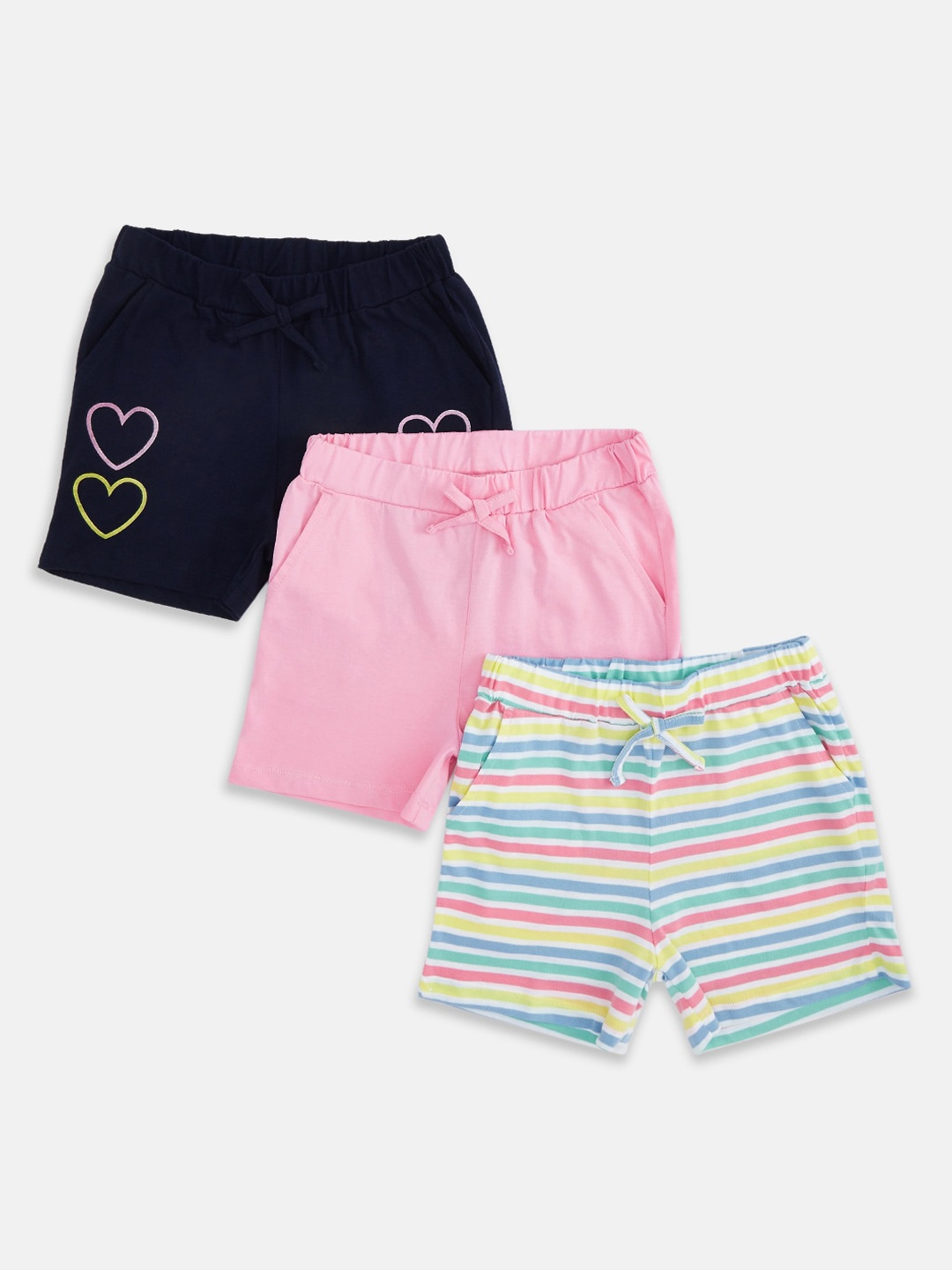 

Pantaloons Junior Set Of 3 Girls Multicoloured Striped Shorts, Multi