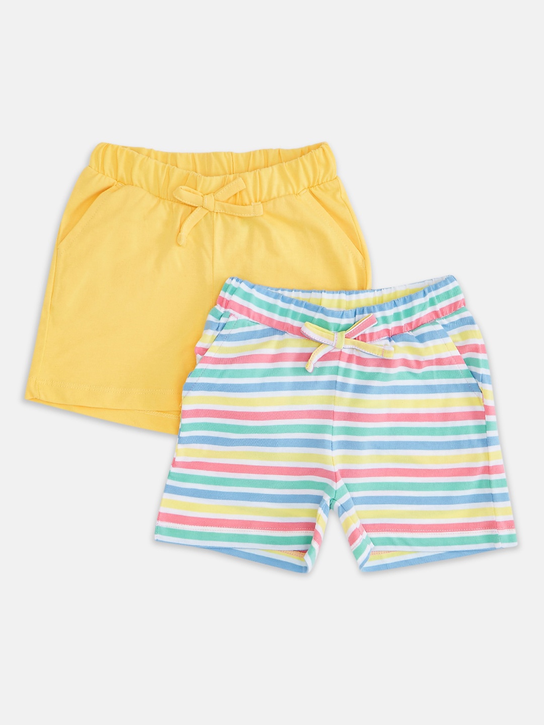 

Pantaloons Junior Girls Pack Of 2 Cotton Shorts, Yellow