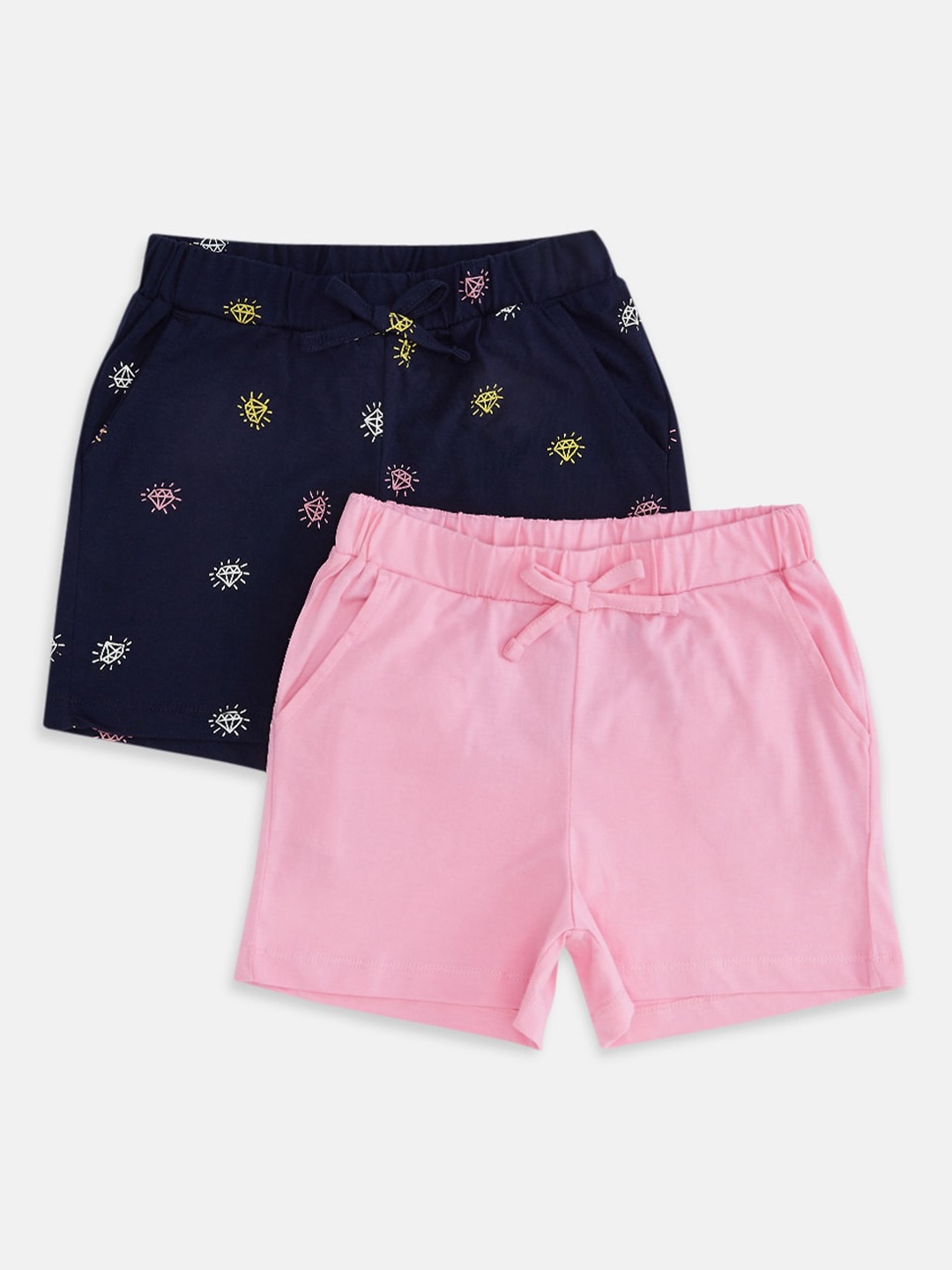 

Pantaloons Junior Girls Pack Of 2 Cotton Shorts, Pink