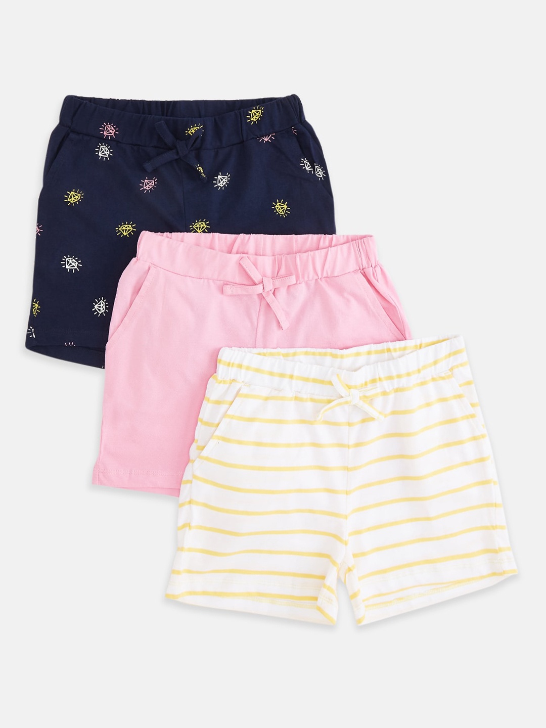 

Pantaloons Junior Girls Pack Of 3 Shorts, Navy blue