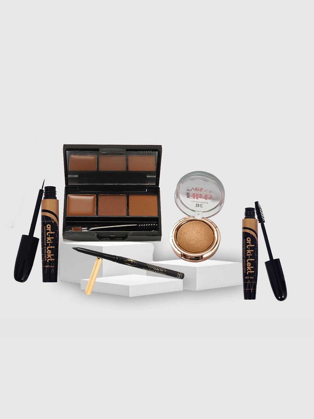 

INCOLOR Woman Pack of 5 Kajal, Eyeshadow, Delicate Eyebrow, Eyeliner & Mascara, Multi