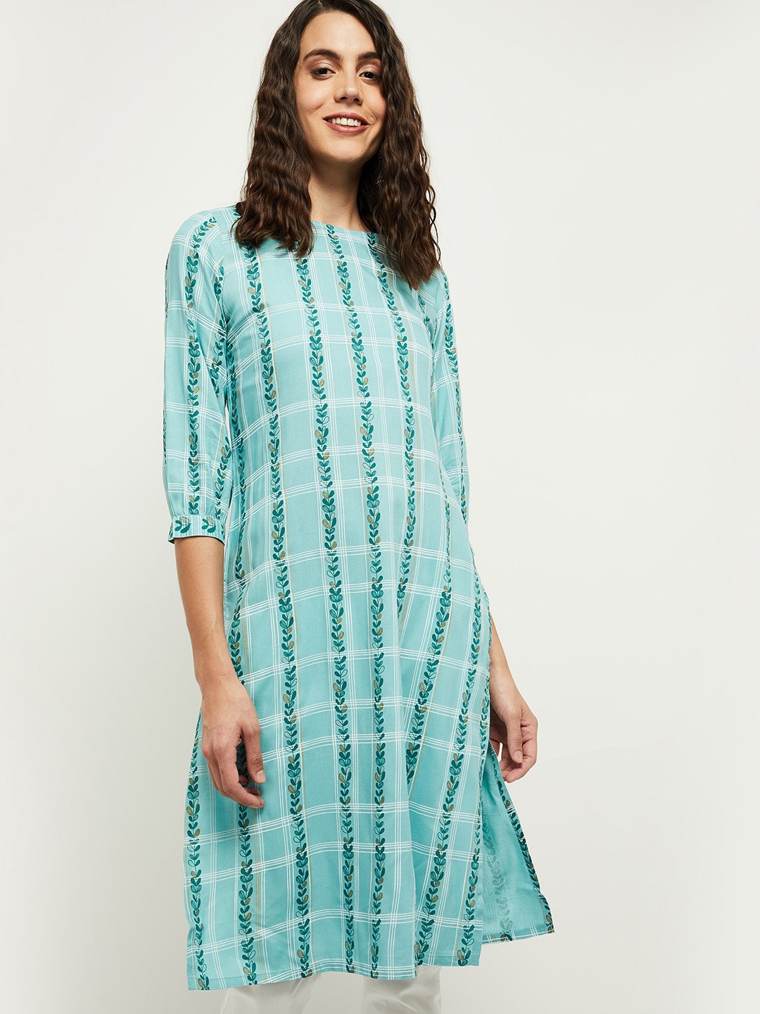 

max Women Blue Printed Kurta