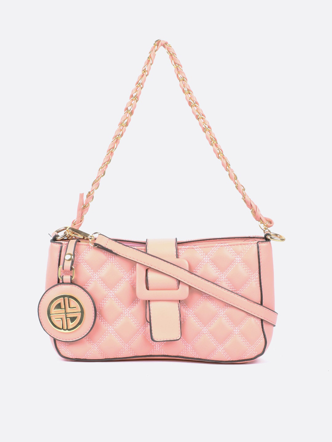 

Carlton London Pink Structured Shoulder Bag with Quilted