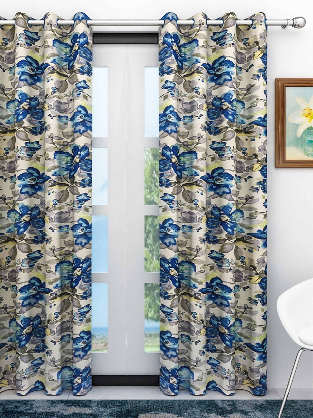 

Athom Trendz Multi-colored Floral Printed Single Door Regular 7ft Curtain