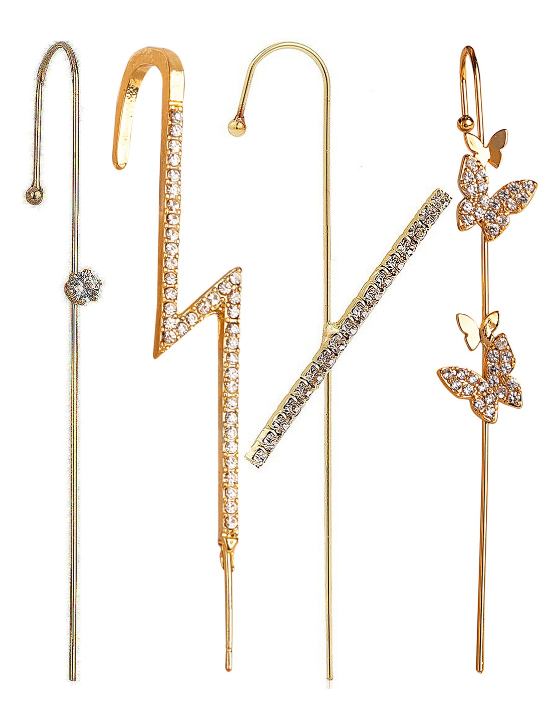 

Vembley Gold-Toned Set Of 4 CZ Studded Stylish Ear Cuff Earrings