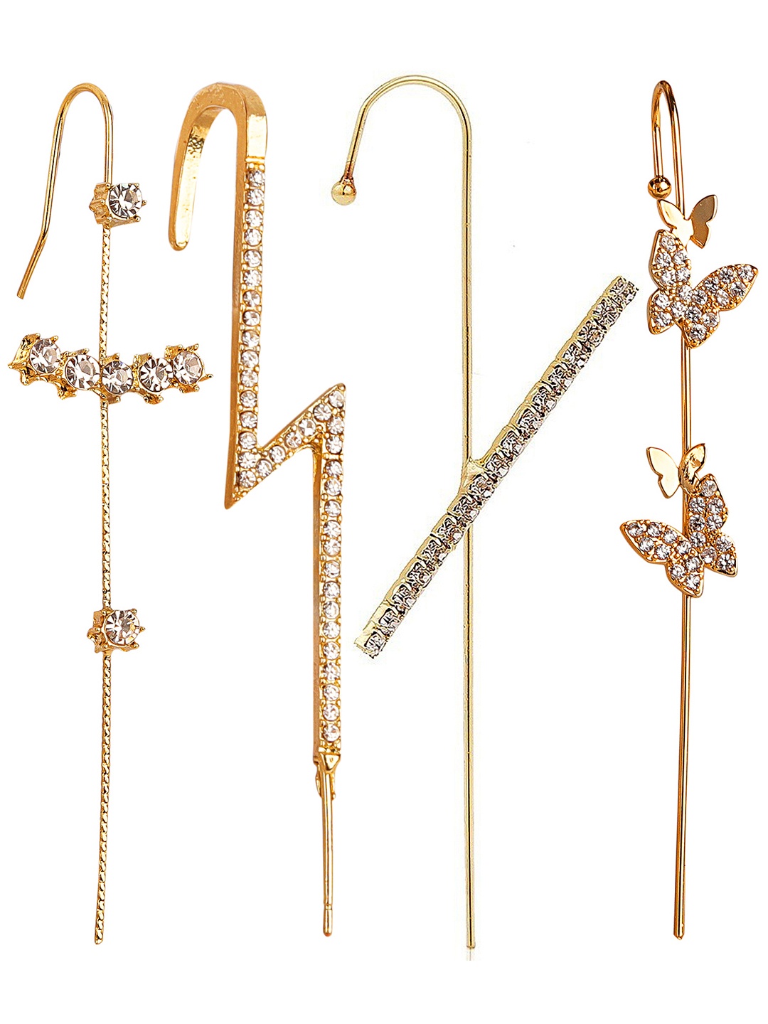 

Vembley Set Of 4 Gold-Toned Spiked Ear Cuff Earrings