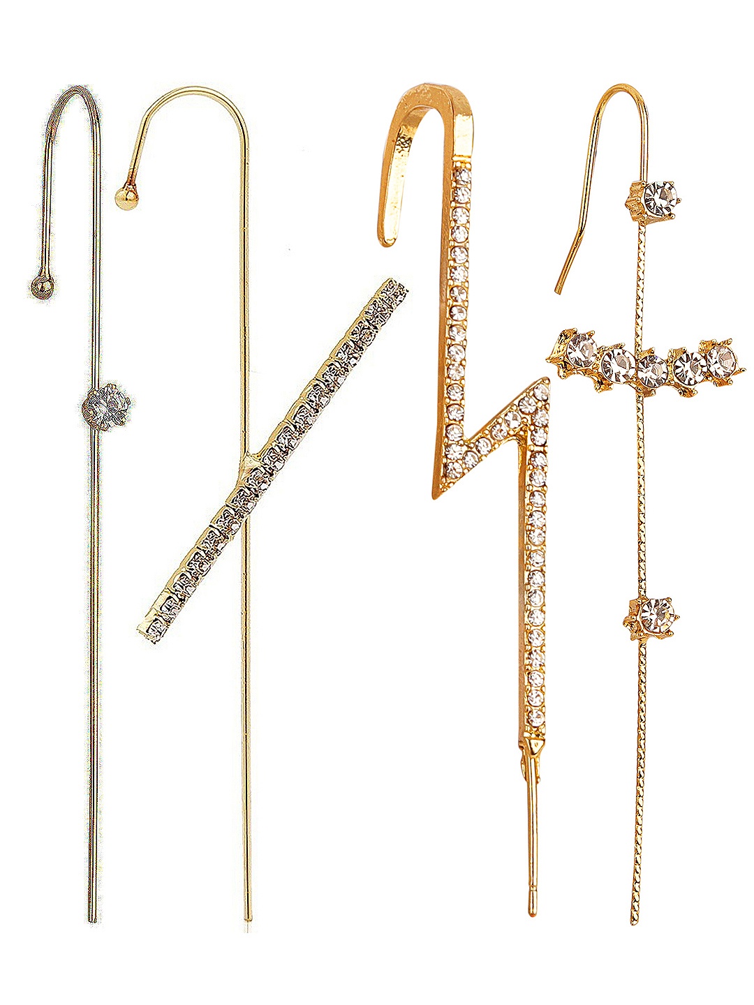 

Vembley Set of 4 Gold-Toned Spiked Drop Earrings