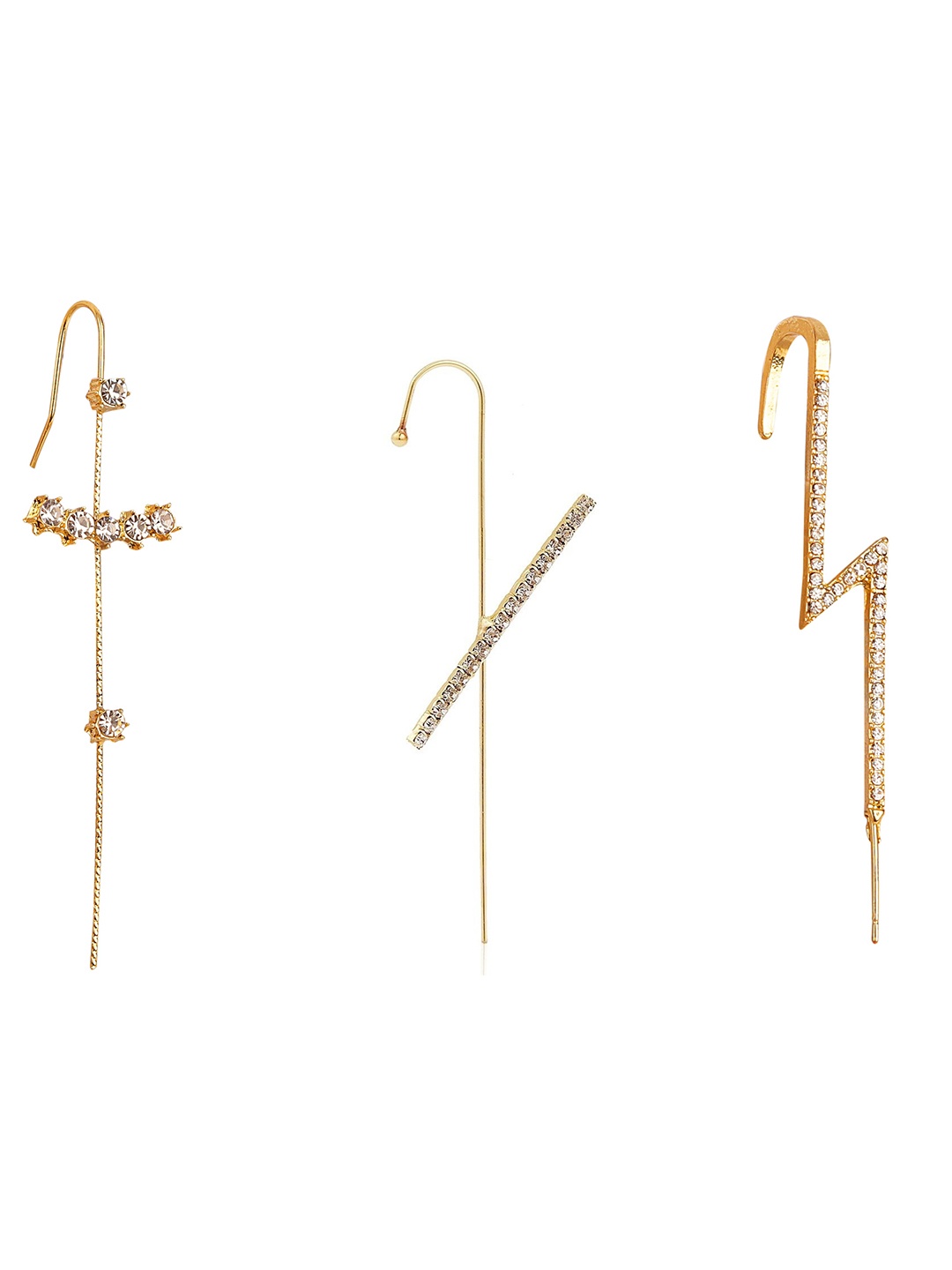 

Vembley Gold-Toned Set Of 3 Stylish Ear Cuff Earrings