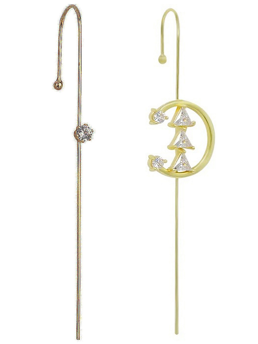 

Vembley Set Of 2 Gold-Toned Geometric Ear Cuff Earrings