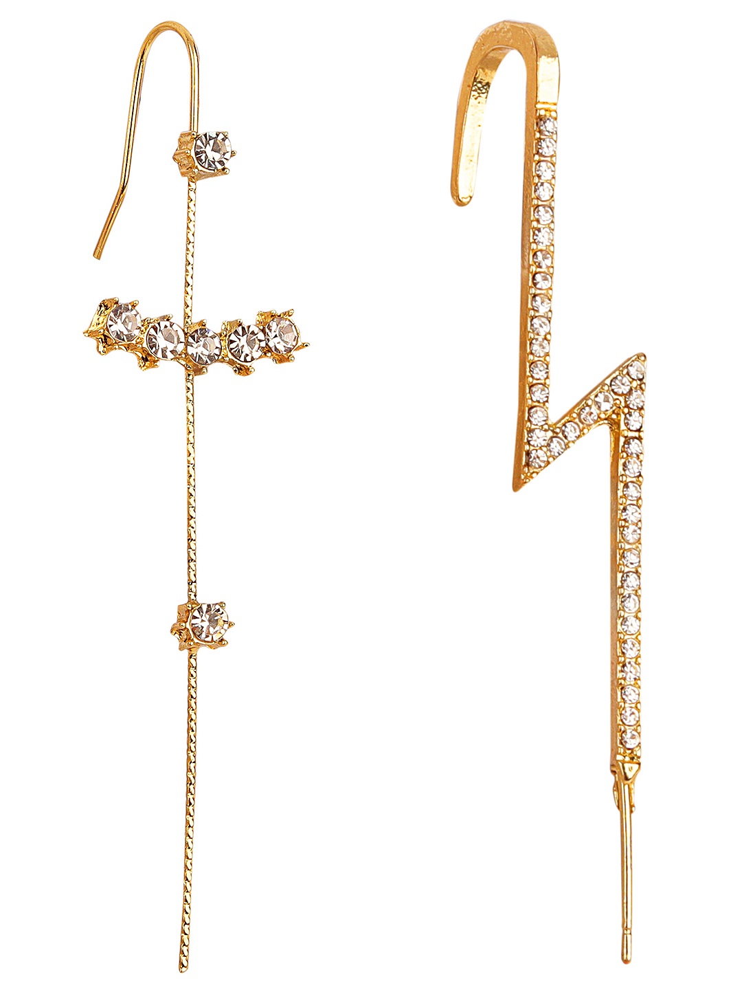 

Vembley Pack Of 2 Gold-Toned CZ-Studded Spiked Ear Cuff Earrings