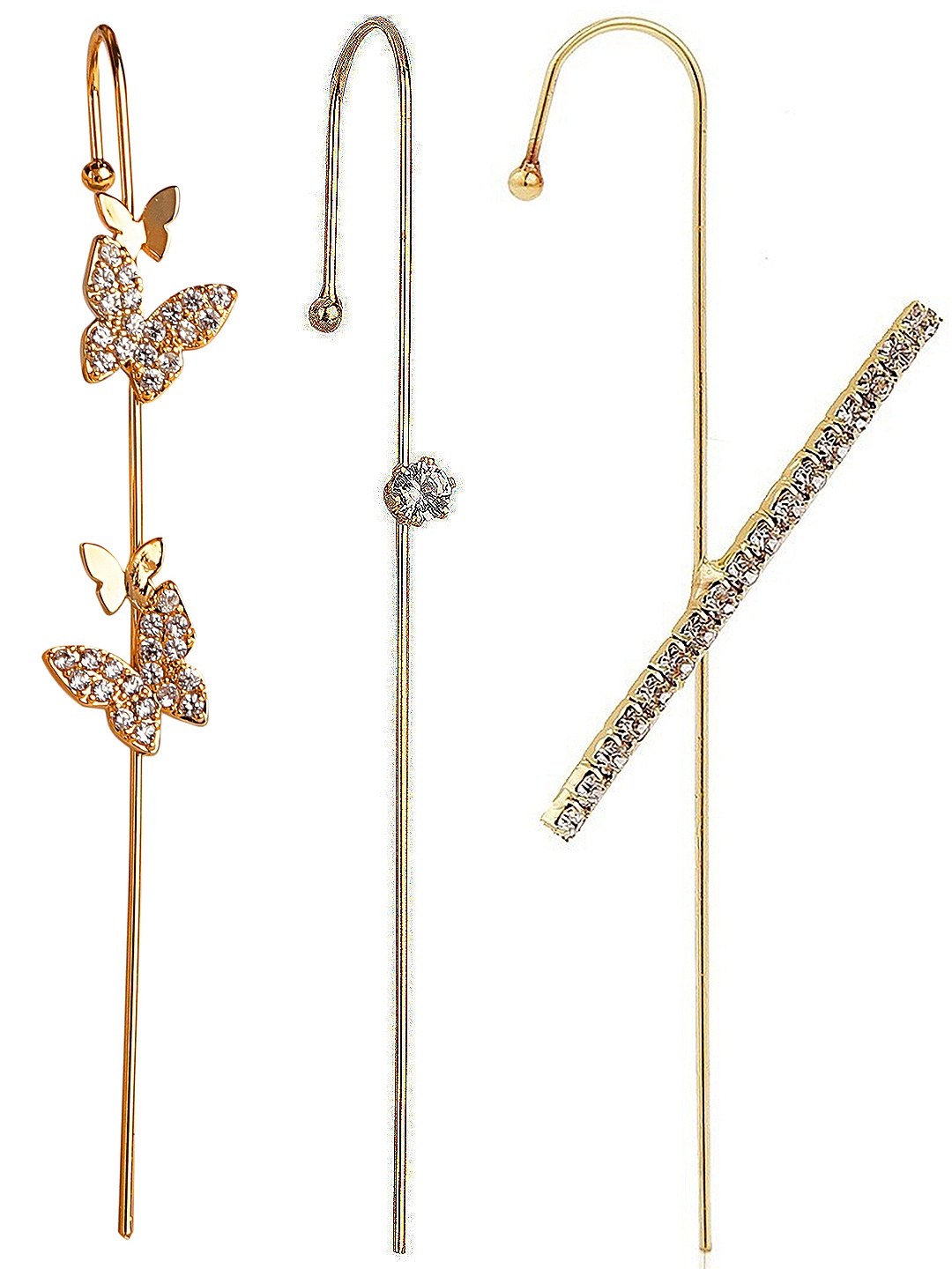 

Vembley Pack Of 3 Gold-Toned Spiked Ear Cuff