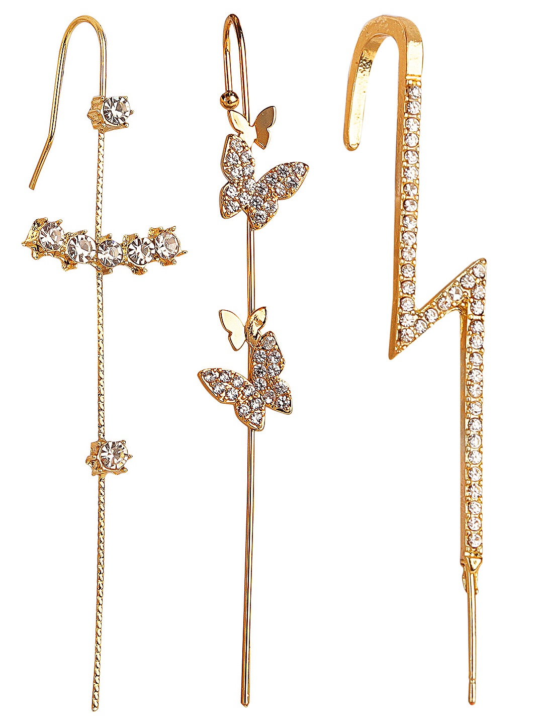 

Vembley Pack Of 3 Gold-Toned Spiked Ear Cuff Earrings
