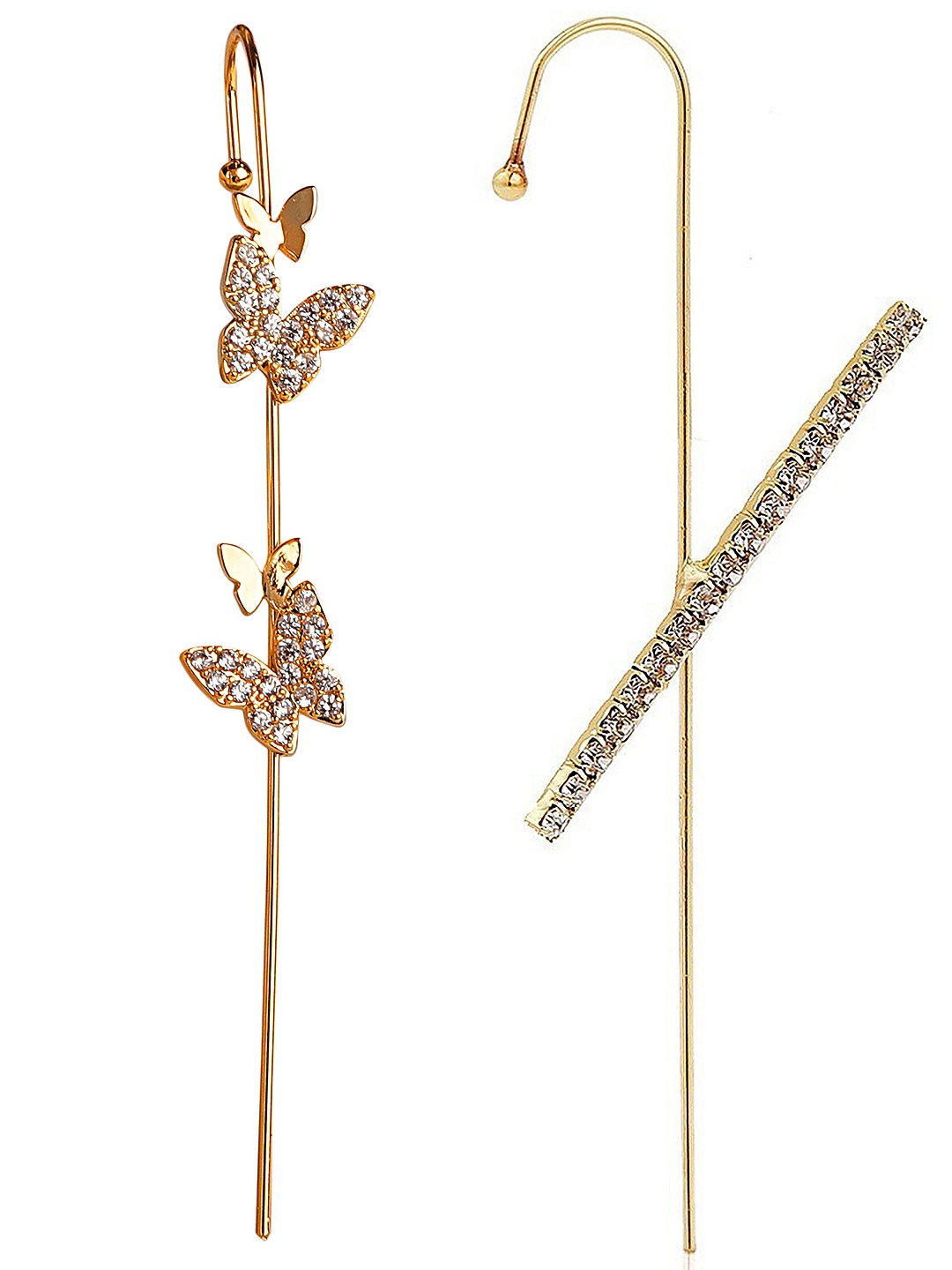 

Vembley Set Of 2 Gold-Toned Contemporary Ear Cuff Earrings