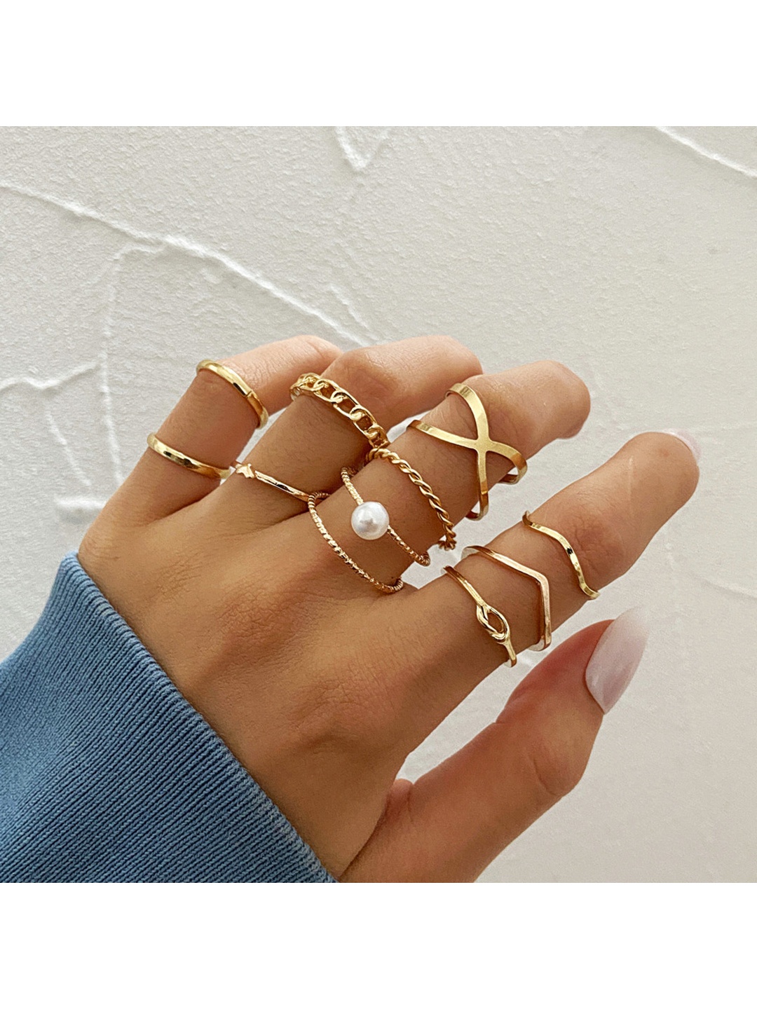 

Vembley Set Of 10 Gold-Plated Finger Ring