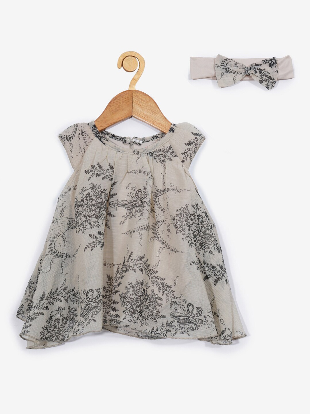 

Creative Kids Beige Floral A-Line Dress