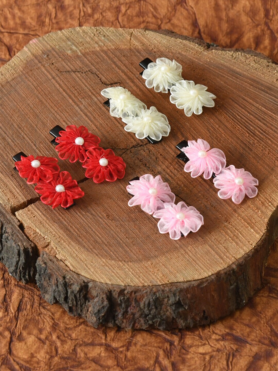 

FUNKRAFTS Girls Red & White Set of 6 Beaded Alligator Hair Clip