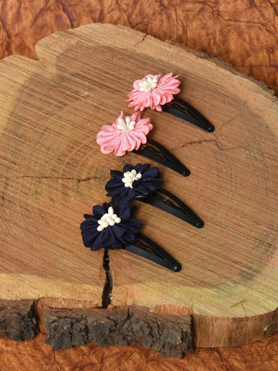 

FUNKRAFTS Girls Black & Pink Set of 4 Tic Tac Hair Clips