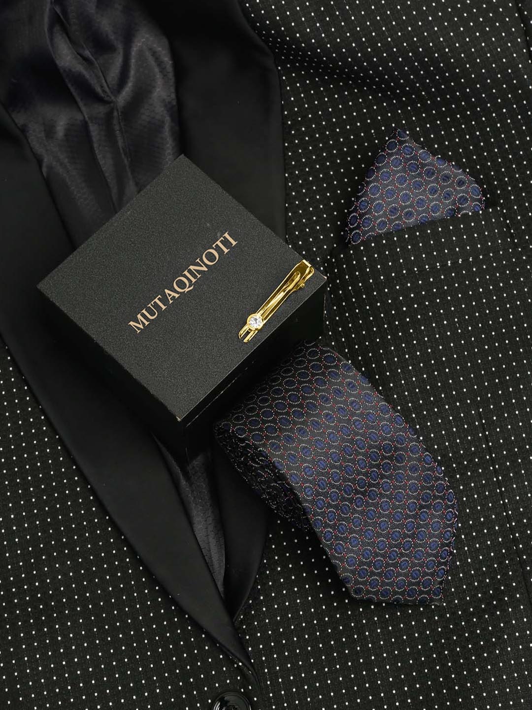 

MUTAQINOTI Men Silk Necktie Accessory Gift Set, Blue