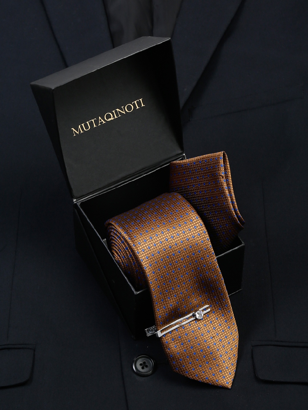 

MUTAQINOTI Men Silk Necktie Accessory Gift Set, Turquoise blue