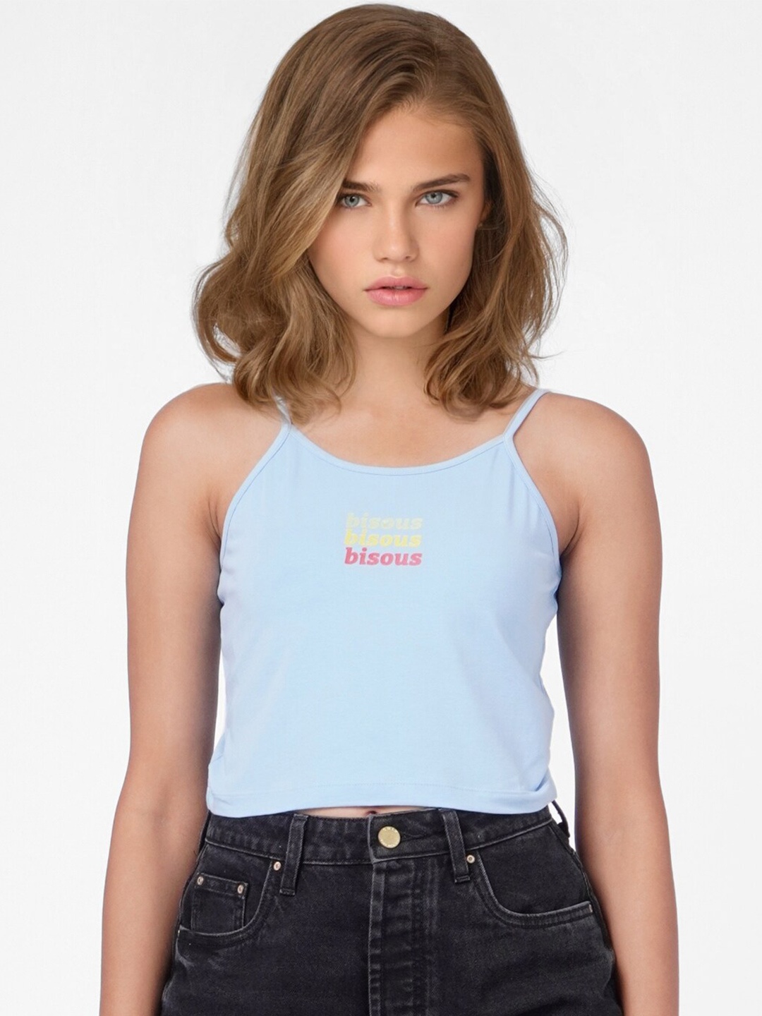 

ONLY Blue Tank Crop Top