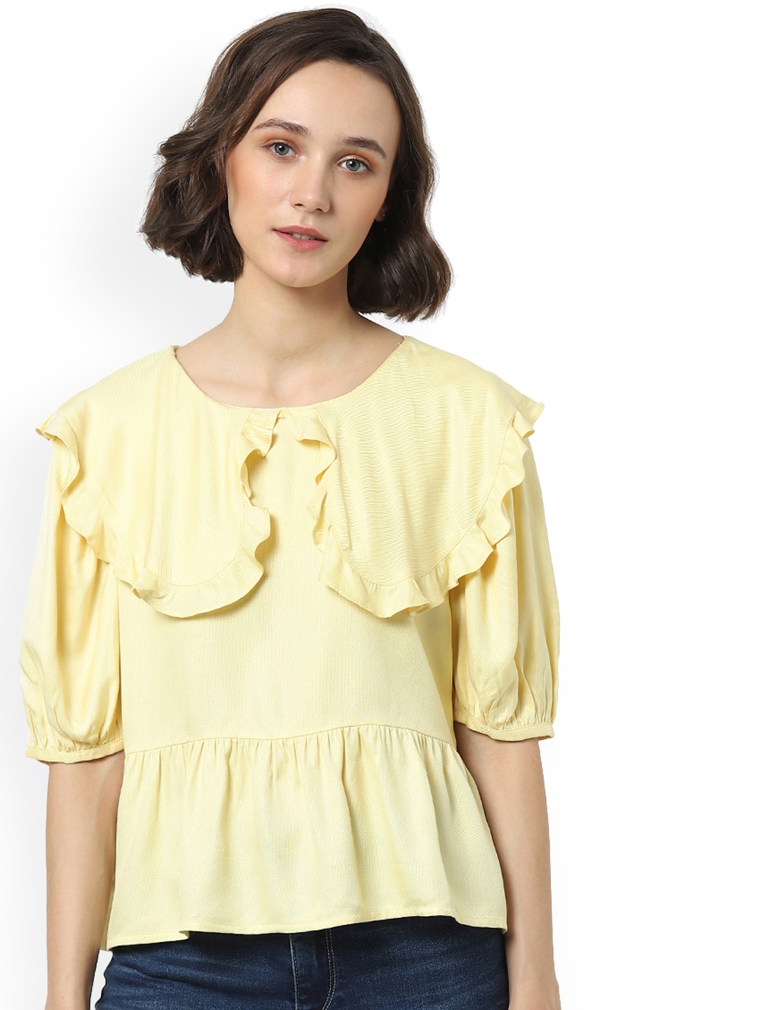 

ONLY Yellow Bishop Sleeves Cape Top