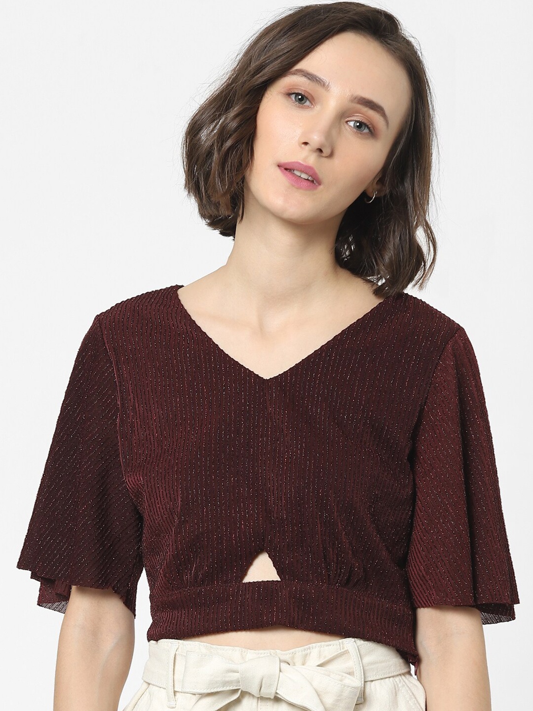 

ONLY Maroon Styled Back Crop Top