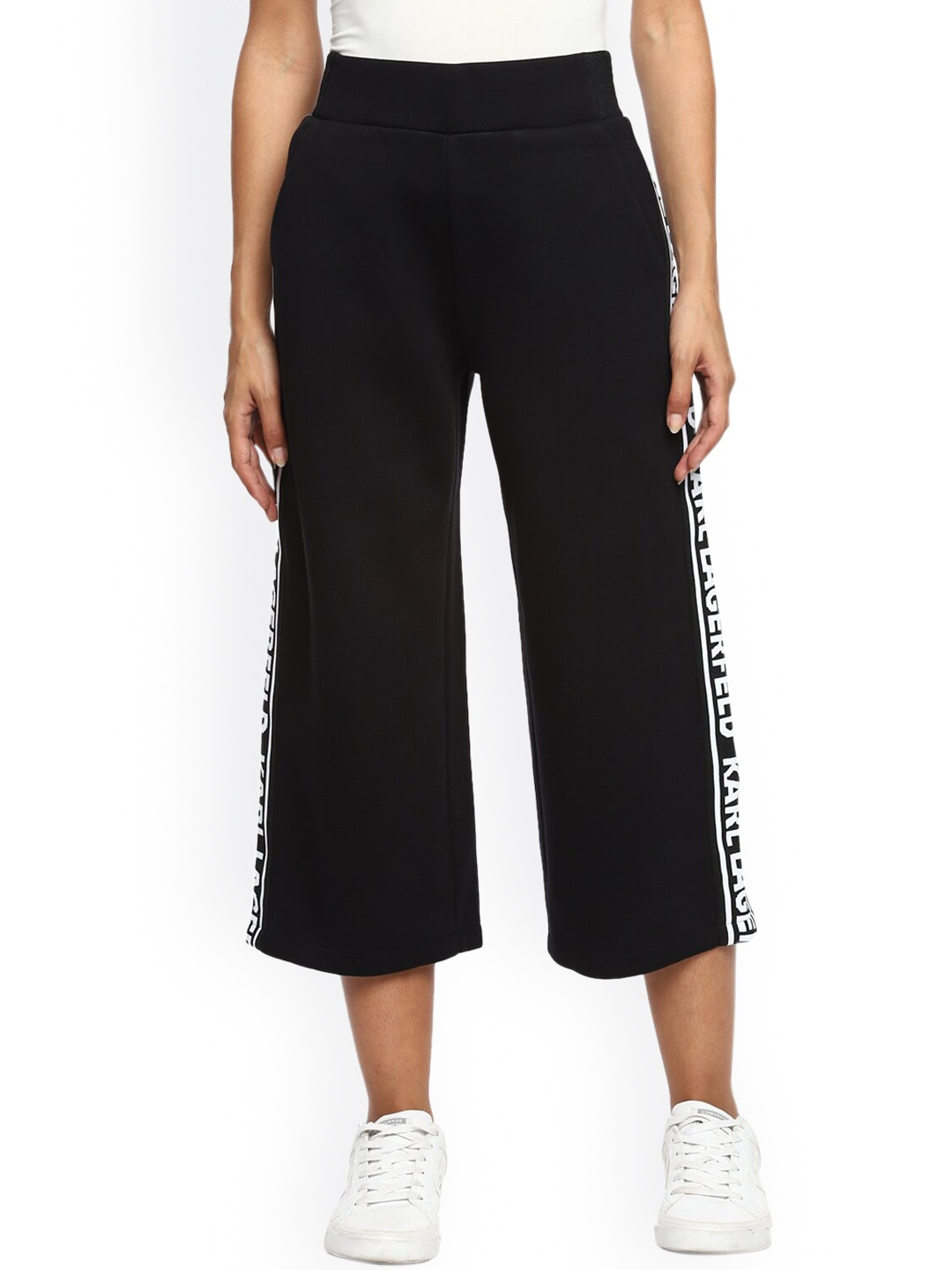 

Karl Lagerfeld Women Black Flared Culottes Trousers