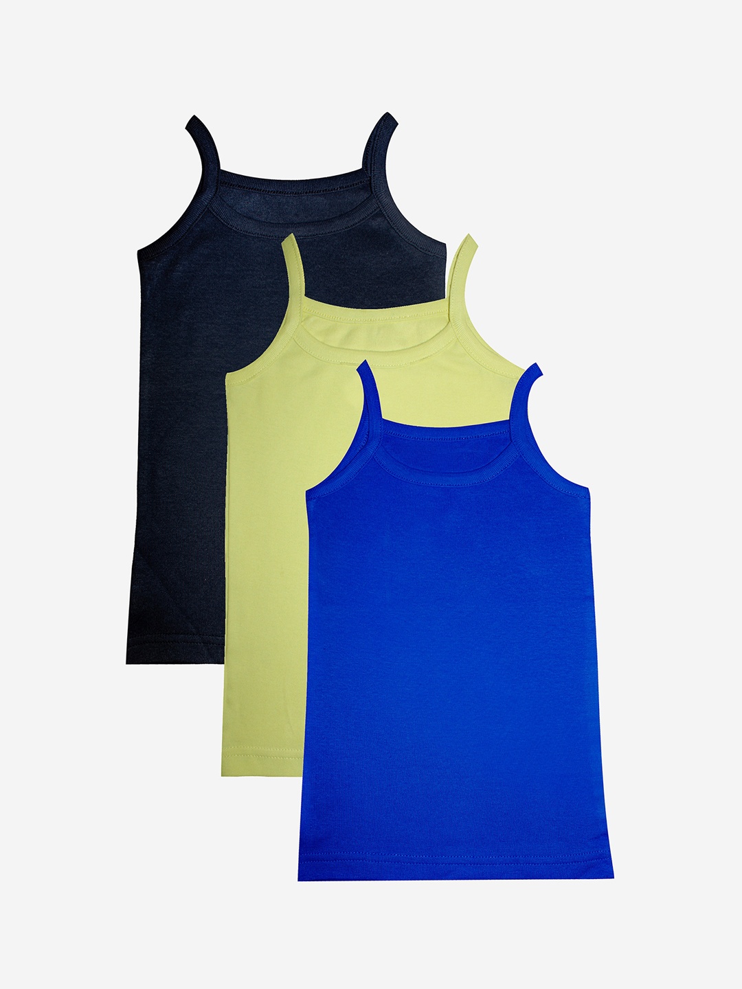 

KiddoPanti Girls Pack of 3 Solid Tank Tops, Blue
