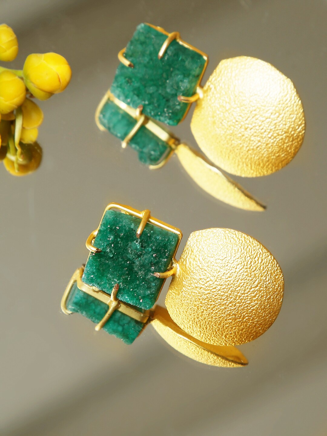 

XAGO Green Contemporary Drop Earrings
