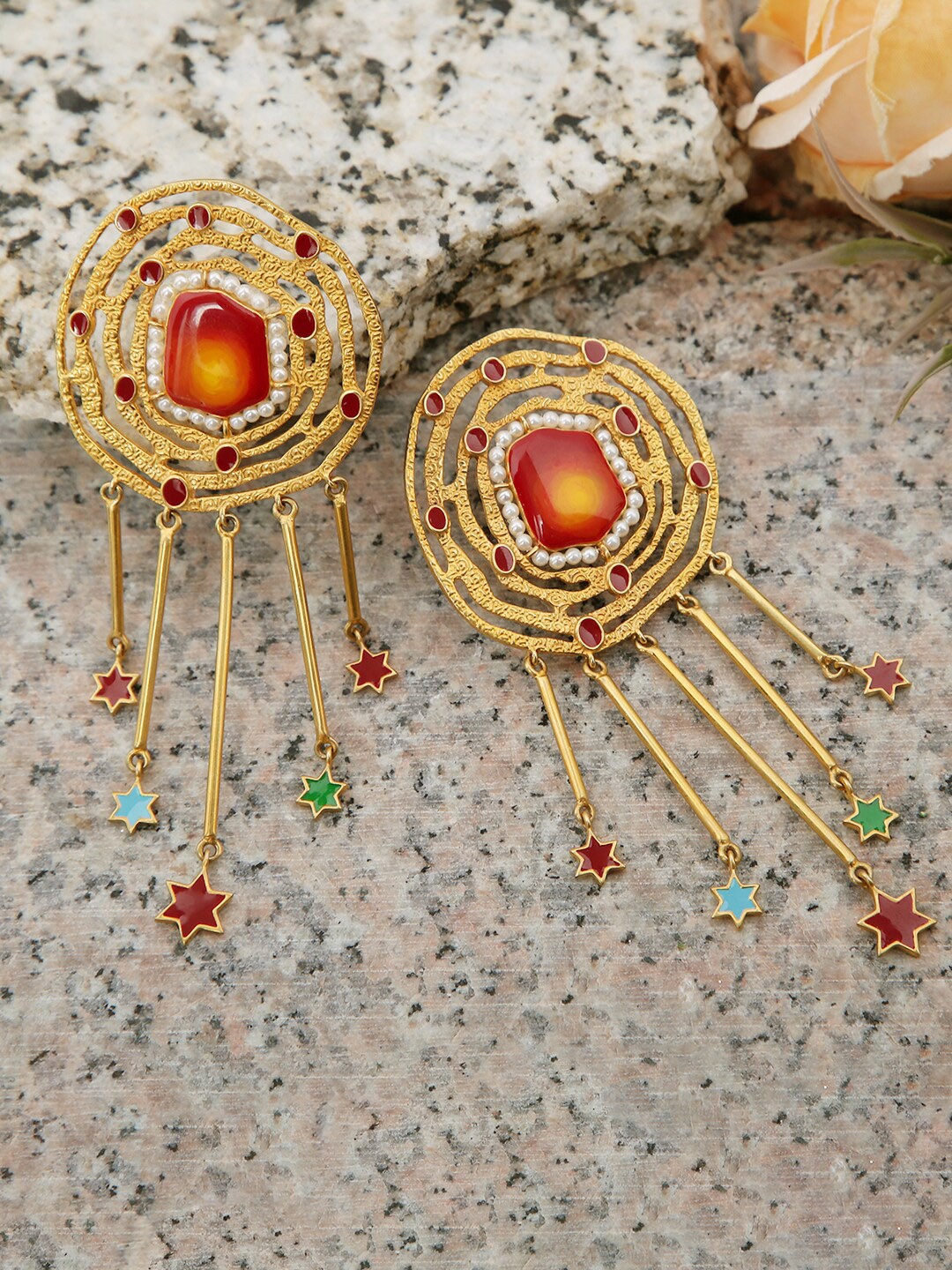 

XAGO Red Contemporary Drop Earrings