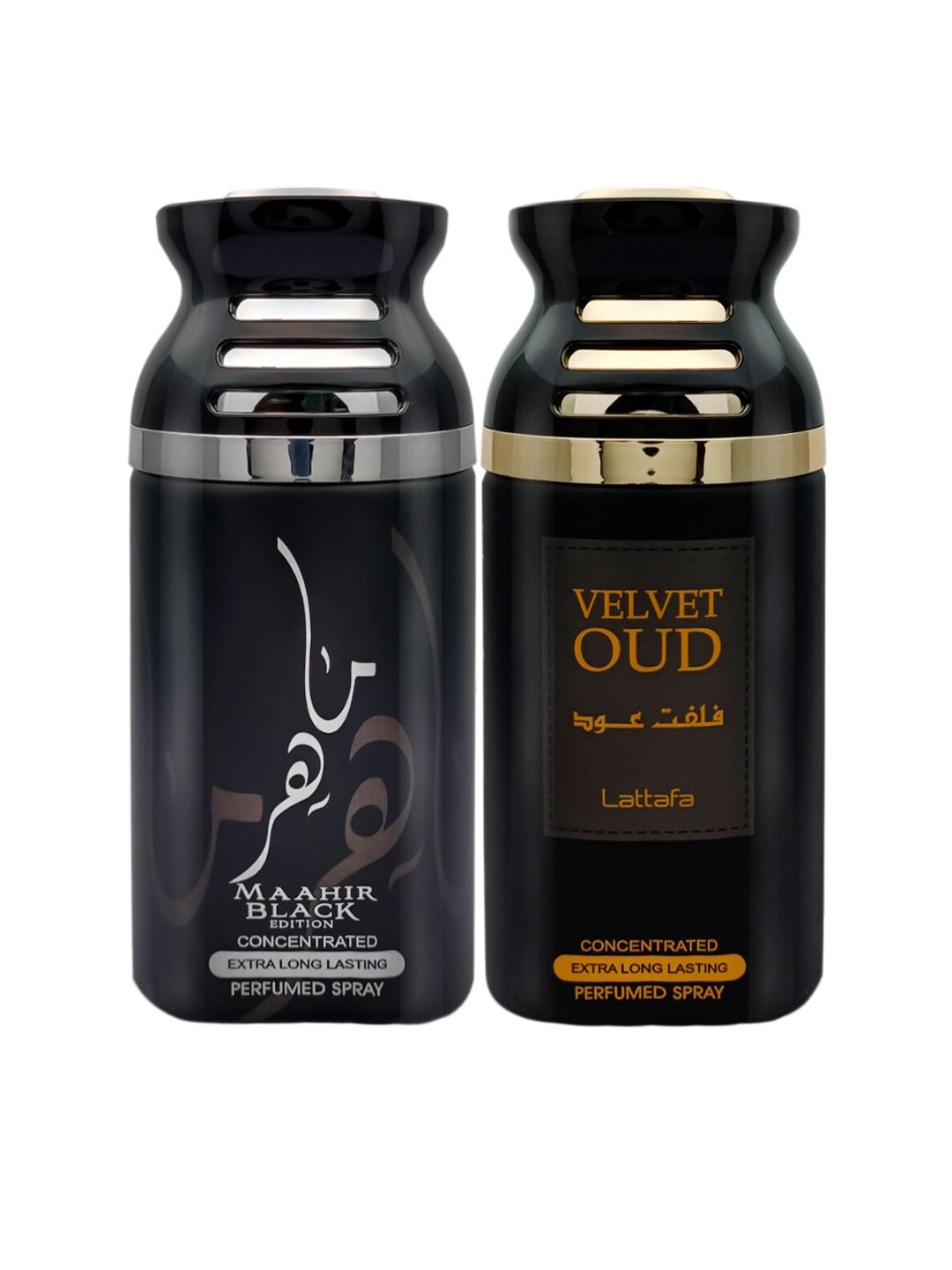 

Lattafa Set of 2 Maahir Black & Velvet Oud Perfumed Spray Body 500ml